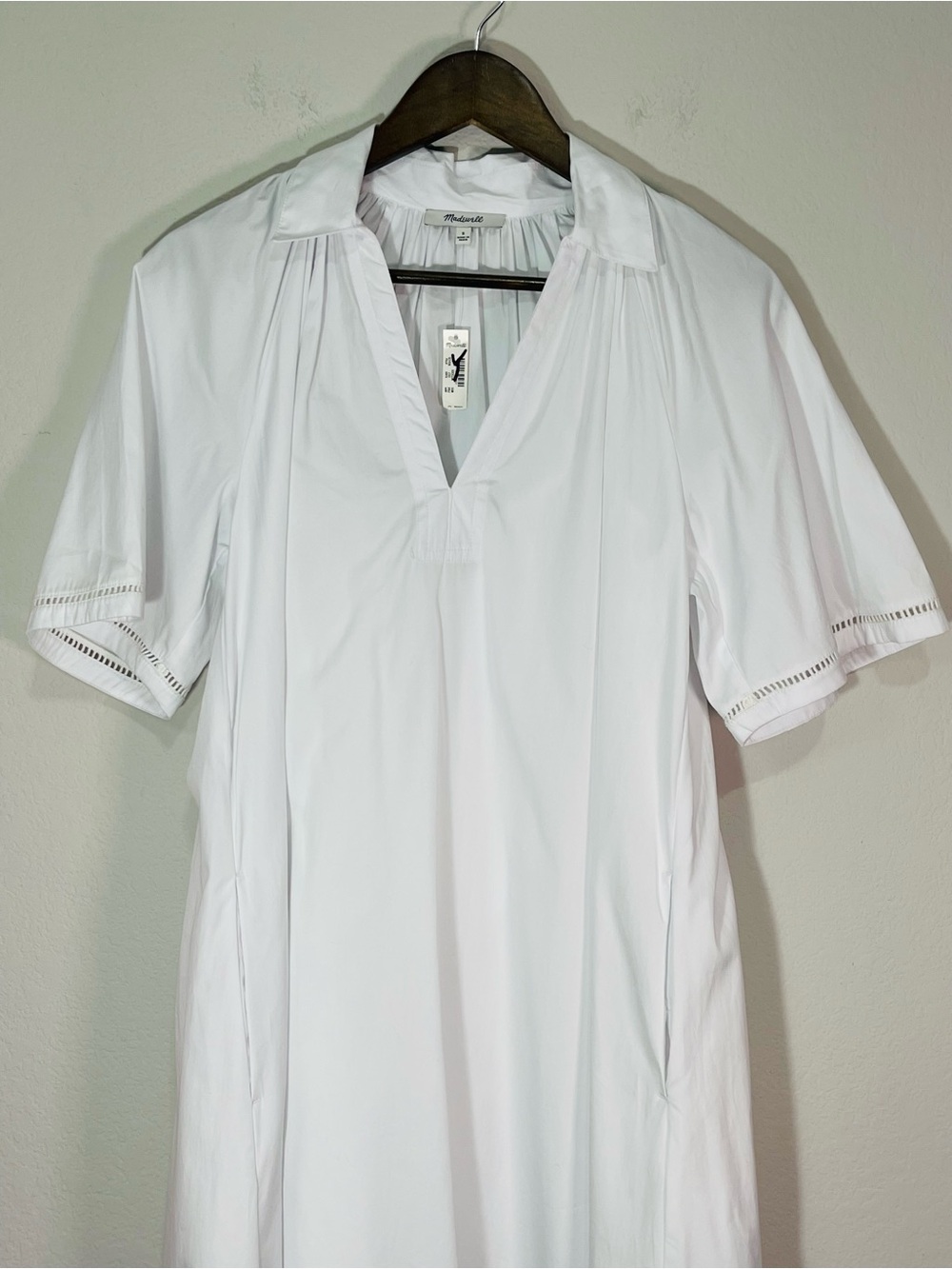 Madewell NWT Poplin Splitneck Midi Shirtdress Size Small in White - Picture 7 of 16